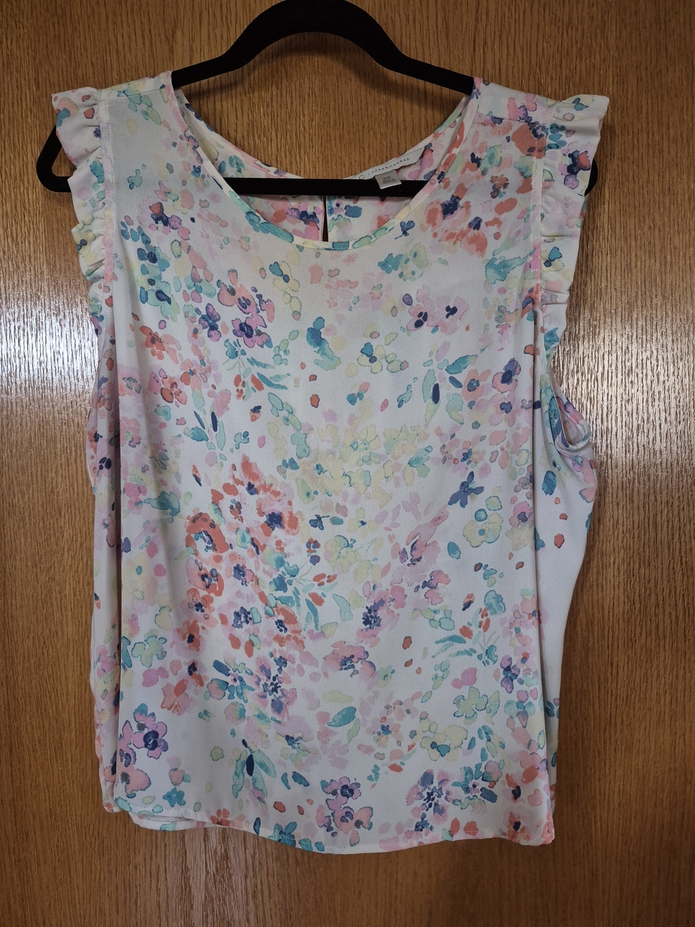 LC Lauren Conrad Pastel Floral Ruffle Sleeve Shell Top - Pink Multi